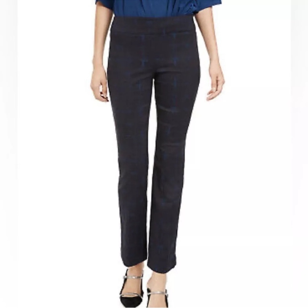 Alfani Tummy-Control Straight Leg Pull-On Pant Rothko Grid Blue Size 2Petite NWT